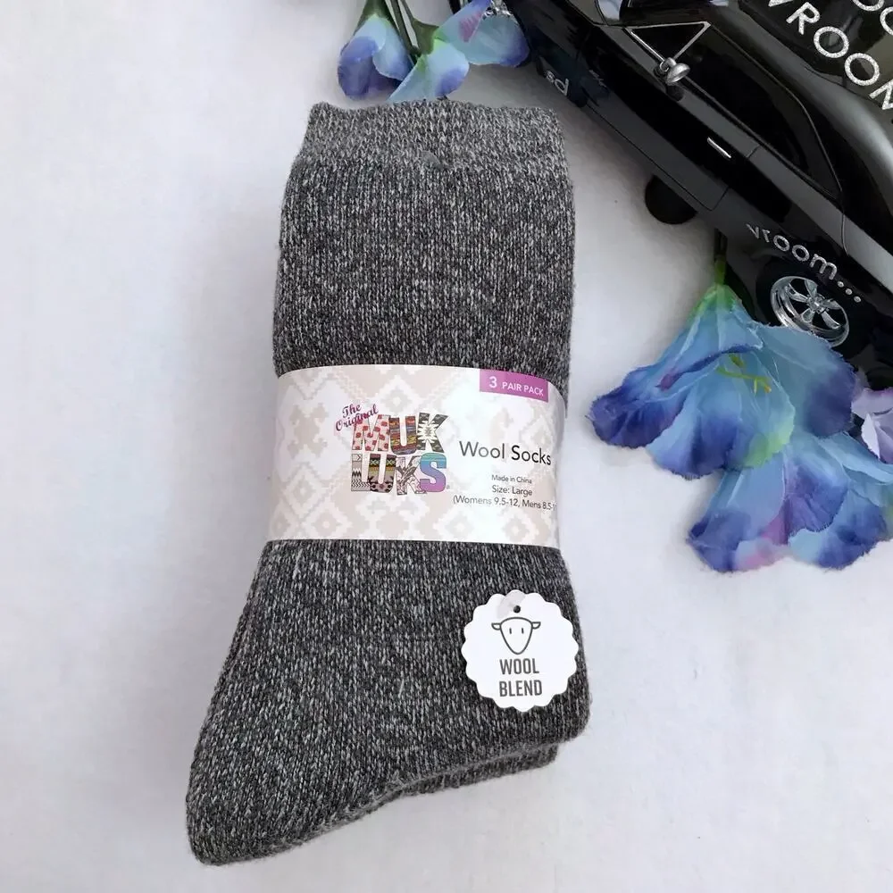 Muk Luks NWT 3 Pairs Pack Wool Blend Socks Adult L